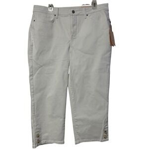 NYDJ Marilyn Crop Jeans Optic White Side Plackets MFOSCP9035 Womens 16 NEW